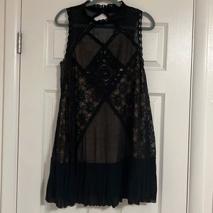 We the Free Free People Black Lace Mini Dress